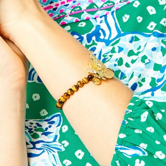 Lilly Pulitzer Tigers Eye Beaded Stretch Charm Bracelet - Picture 2 of 14